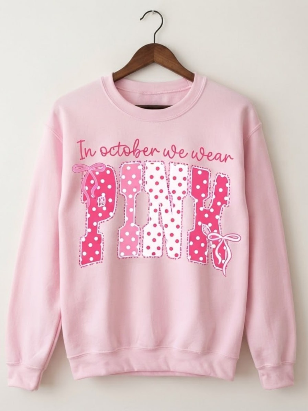 Gildan Pink Polka Dot 'PINK' Graphic Crewneck Sweatshirt